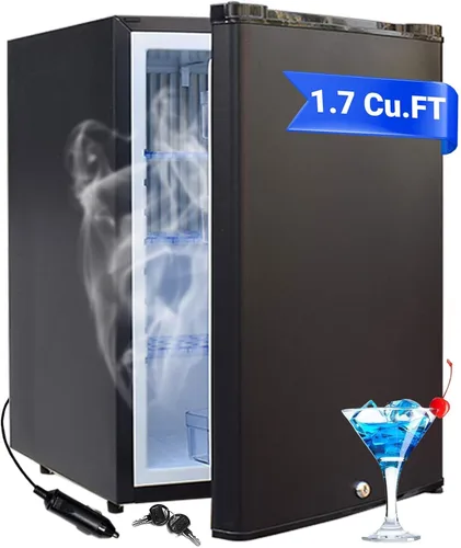 Miniatura 9 de Refrigerador Mini con cerradura Smad, refrigerador de 12V para vehículos recreativos de 1.0 pies cúbicos. Refrigerador compacto de 12V / 110V, sin