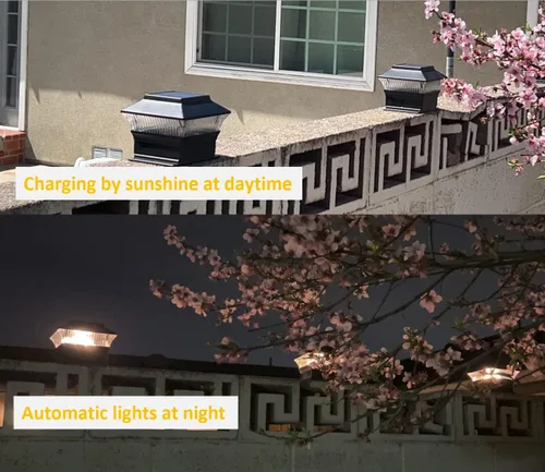 Miniatura 4 de Luces solares para tapa de poste (paquete de 2) – LED blanco cálido de 25 lúmenes, se adapta a 3.5 x 3.5 pulgadas y 4 x 4 pulgadas de madera/vinilo