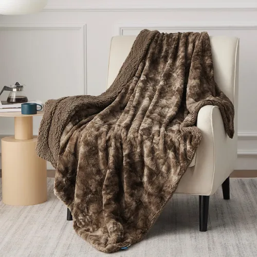 Miniatura 29 de Bedsure GentleSoft Manta Mullida de Sherpa - Manta de Forro Polar Cálida y Acogedora para Regalo de Mujer, Manta de Navidad de Felpa y Piel