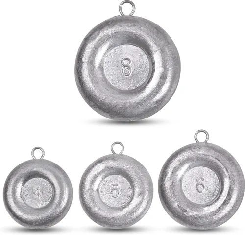Miniatura 12 de Pesas de pesca de disco, pesos de hundimiento de monedas, pesos de pesca de agua salada, pesca de surf, aparejos de pesca de gato, 8 onzas, 6 onzas
