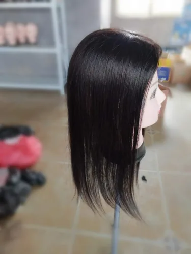 Miniatura 4 de Yudit Parte superior de cabello humano largo y liso para pérdida de cabello moderada a grande, parte libre, base de seda de doble aguja, 14 y 6.3