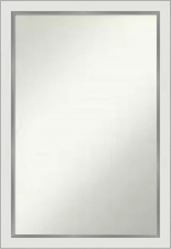 Miniatura 292 de Amanti Art Espejo de baño blanco para sobre el fregadero, 30 x 35 pulgadas, espejo de tocador rectangular estrecho de Eva de oro blanco, marco