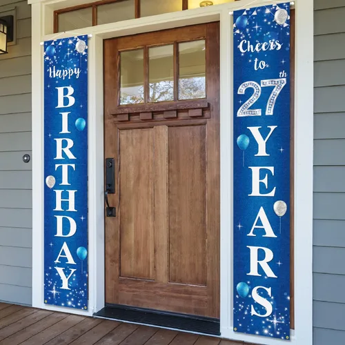 Miniatura 13 de Cartel de feliz cumpleaños número 10 para puerta – Suministros de decoración de fiesta de cumpleaños de "Saludos a 10 años" para hombres y mujeres