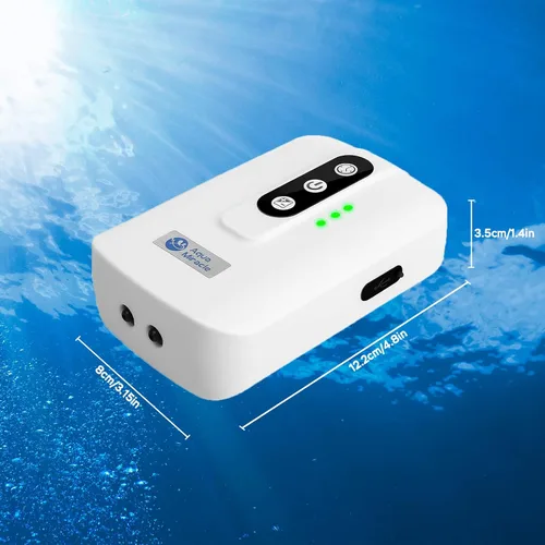 Miniatura 8 de AquaMiracle Bomba de aire portátil de acuario alimentada por batería de litio para pecera, aireador recargable por USB para pesca al aire libre
