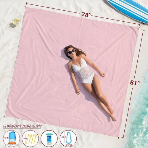 Miniatura 98 de Famstar Beach Blanket Oversized Extra Large 78"X81"/10'X9',Waterproof Sandproof Beach Blanket 2-8 Adults Lightweight Durable for Travel Camping
