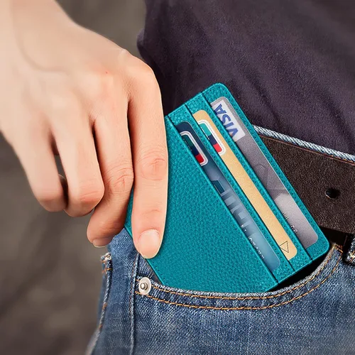 Miniatura 109 de Fintie Billetera delgada y minimalista para bolsillo frontal, con bloqueo RFID, tarjetero y ventana de identificación, para hombre o mujer