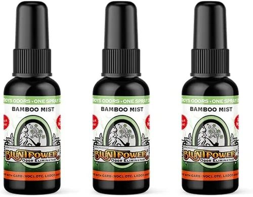 BluntPower (niebla de bambú, paquete de 3) - Eliminador de olores concentrado y aceite difusor - Desodorizador de habitación, eliminador de olores,