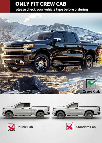 Miniatura 2 de YITAMOTOR Estribos de 6.5 pulgadas compatibles con Chevy Silverado 2019-2026/GMC Sierra 1500 Crew Cab, 2020-2026 2500HD 3500HD, estribos