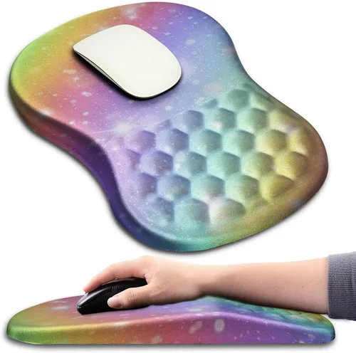 Miniatura 14 de Hokafenle Alfombrilla ergonómica para ratón con soporte para muñeca con diseño de masaje, reposamuñecas para aliviar el dolor, con espuma