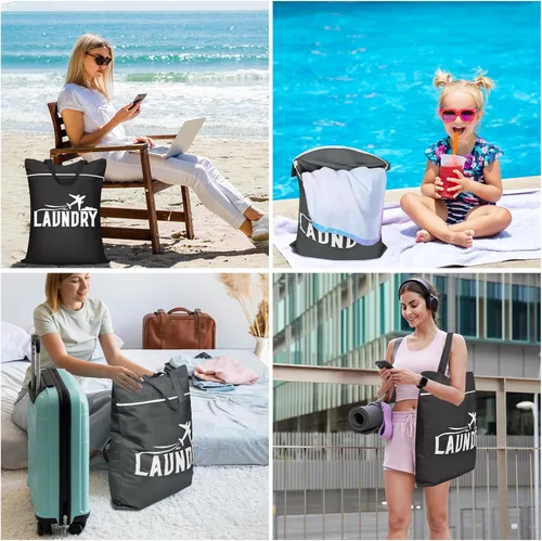 Miniatura 5 de 2 bolsas grandes de viaje para lavandería, lavables, impermeables, para ropa sucia, trajes de baño, ropa de gimnasio, lavandería, piscina, yoga