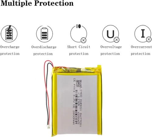 Miniatura 4 de Batería recargable del ion del polímero de litio del litro 3.7V 605065 2800mAh Lipo con el conector JST el 4.1 ft