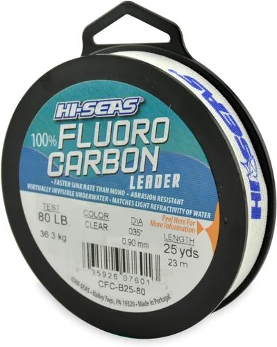 Miniatura 12 de HI-SEAS Líder de línea de pesca 100% fluorocarbono, líder invisible transparente, indetectable para peces, hundimiento rápido, 6 libras a 400 libras