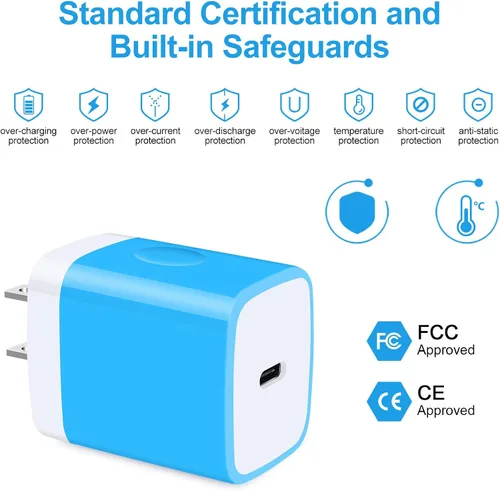 Miniatura 3 de Cargador de pared USB C, bloque de carga rápida PD tipo C de 20 W y cable de 6 pies compatible con Google Pixel 10/10 Pro XL/9a/9 XL 8a 8 7a 7 6 5