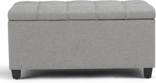 Miniatura 5 de SIMPLIHOME Sienna - Banco otomano de almacenamiento, 33 pulgadas de ancho, tapizado de tela con aspecto de lino, banco otomano rectangular