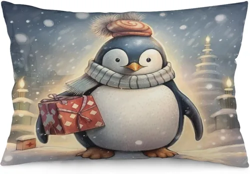 Miniatura 31 de Fundas de almohada de primavera con bonitos muñecos de nieve, fundas de almohada rústicas para vacaciones, funda de almohada tamaño Queen