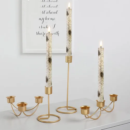 Miniatura 6 de Eywamage Velas LED cónicas de corteza de abedul con control remoto, velas de madera que funcionan con pilas, velas de cera LED, juego de 6 Abedul
