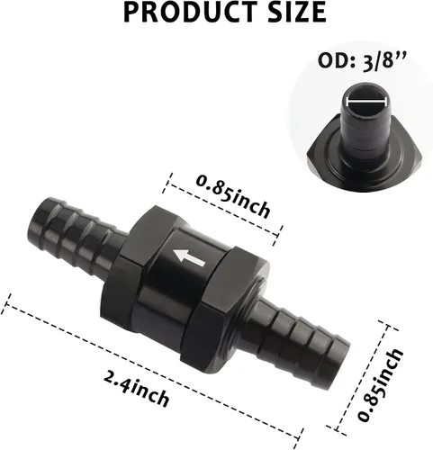 Miniatura 2 de Válvula de retención de combustible de 3/8 pulgadas, grabada con dirección de flujo, válvula unidireccional de aleación de aluminio para aire