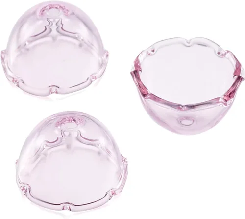 Miniatura 26 de FASHEWELRY 10 piezas Tapas de Flores de Vidrio Hechas a Mano Cuentas Florales de Cristal Transparentes en Forma de Trompeta Espaciadores de Flores a