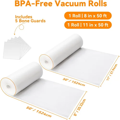 Miniatura 2 de Wevac - Bolsas sellables al vacío de 8 pulgadas x 50 pies, 11 pulgadas x 50 pies. Paquetes de 2 rollos para Food Saver, Seal a Meal, Weston. Grado