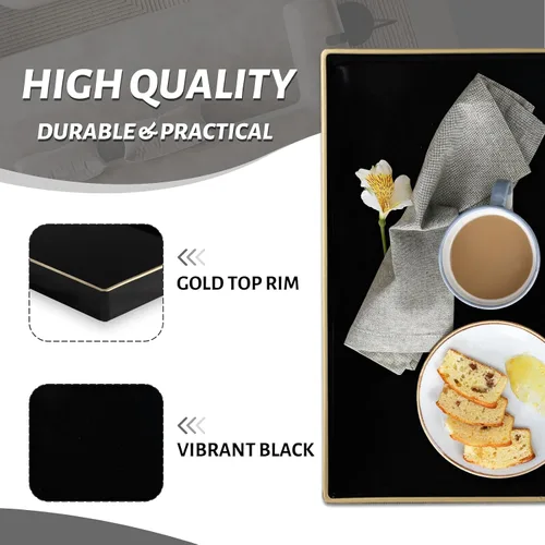 Miniatura 4 de MAONAME - Bandejas de servir azules con asas, bandeja decorativa ovalada para mesa de café, juego de bandejas anidadas de 2, bandeja de tocador