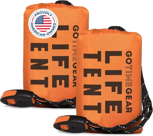 Go Time Gear Tienda de campaña de supervivencia • Tienda de campaña de tubo de emergencia Mylar para 2 personas + Paracord • Protección para todo