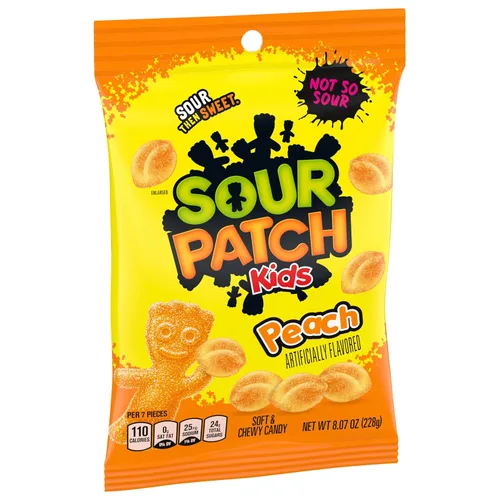 Miniatura 12 de SOUR PATCH KIDS Peach Soft & Chewy Gummy Candy, caramelos a granel, bolsas de 12-8.07 onzas