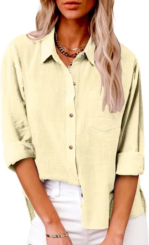 Miniatura 60 de SMIDOW Camisa de algodón y lino con botones para mujer
