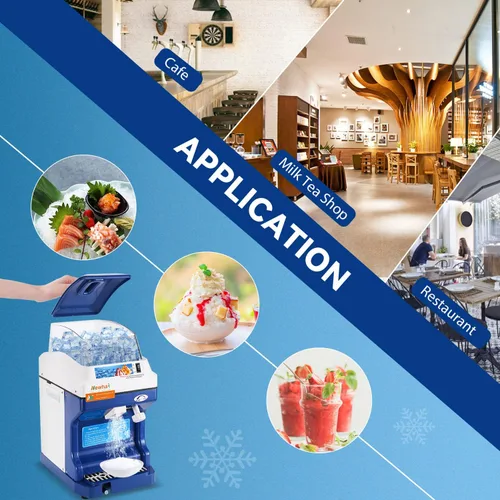 Miniatura 7 de Newhai Máquina de afeitar de hielo comercial Trituradora de hielo eléctrica Máquina de hielo afeitado 300 W Máquina automática de cono de nieve 1400