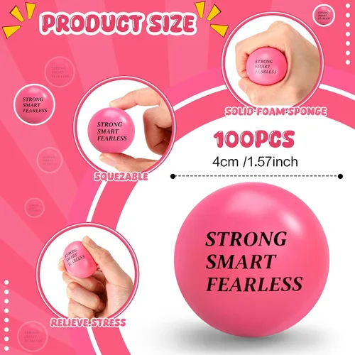 Miniatura 2 de Sotiff 100 bolas de estrés a granel para adultos, espuma colorida para aliviar el estrés, juguetes de regalo con citas motivacionales, bolas