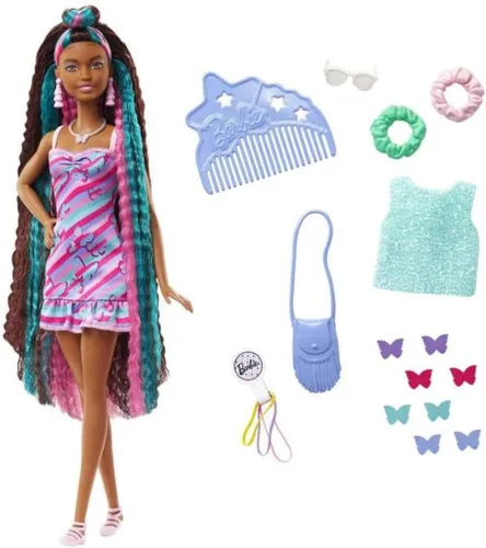 Miniatura 4 de Barbie Muñeca Totally Hair, temática de mariposa con cabello de fantasía de 8.5 pulgadas y 15 accesorios de peinado