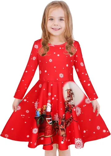 LaBeca - Vestido sin mangas o de manga larga para niñas vestidos casuales con diseño de unicornio o sirena para niñas pequeñas o grandes