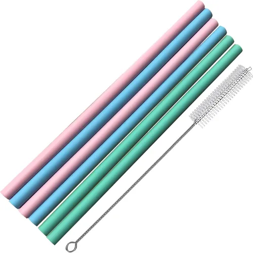 Miniatura 7 de Paquete de 6 popotes de repuesto de silicona para vasos de 20, 30 y 40 onzas, popotes reutilizables con cepillo de limpieza compatibles con vasos