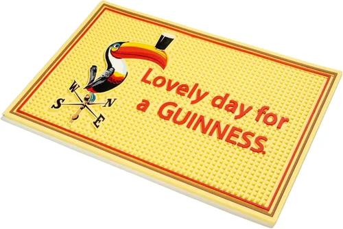 Miniatura 2 de Tapetes de bar Guinness para encimera, 18 x 12 pulgadas, con icónico Gilroy Lovely Day para un tucán retro Guinness