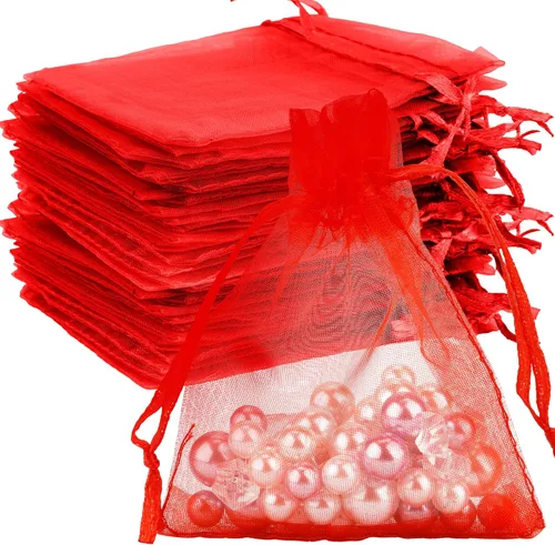 Miniatura 27 de BOEIAC Bolsas de organza, bolsas de organza transparente, 50 unidades, pequeñas bolsas de organza con cordón de 3 x 4 pulgadas, bolsas de regalo