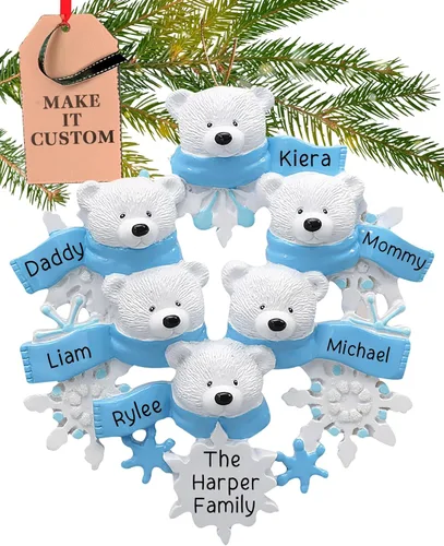 Miniatura 11 de Adorno personalizado para pareja 2026 24 horas, grabado con láser, adornos de Navidad de oso polar para árbol Familia personalizada de 2 copos