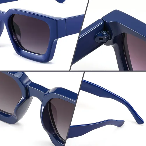 Miniatura 116 de FEISEDY Gafas de sol cuadradas retro de los años 90 para mujeres y hombres, gafas de sol rectangulares gruesas de moda con protección UV400 B2385