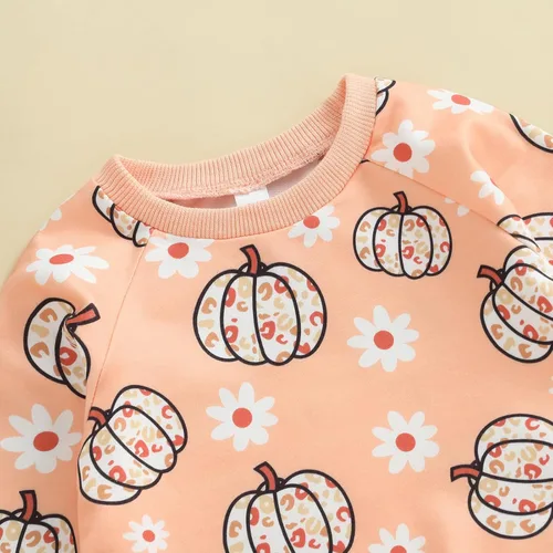 Miniatura 19 de YINGISFITM Conjunto de camisa de calabaza de Halloween para bebé, niña, niño, sudadera y pantalones para otoño e invierno
