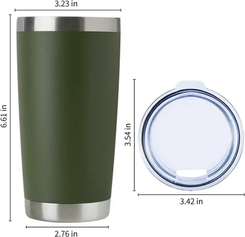 Miniatura 5 de DOMICARE - Vaso de acero inoxidable de 20 onzas con tapa, de pared doble aislada al vacío, taza de viaje, taza de café con recubrimiento en polvo