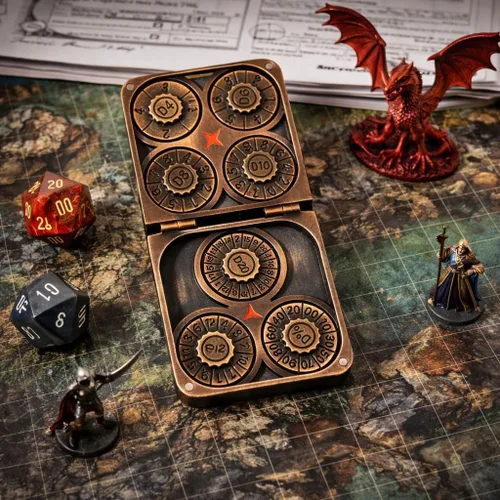 Miniatura 3 de Juego de dados giratorios de metal 7 en 1 para Dungeons & Dragons – Dados giratorios de bolsillo con tapa D4 D6 D8 D10 D12 D20 D% – Accesorio