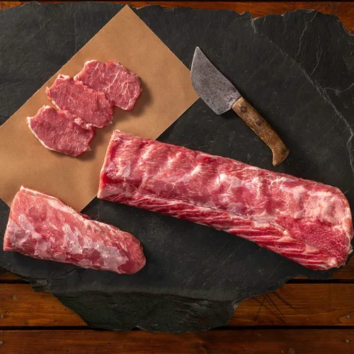Carne de cerdo cruda Lomo ibérico - 6 lb / 2.7 kg - TODO NATURAL - SIN GLUTEN - SIN OGM - GARANTIZADO POR LA NOCHE