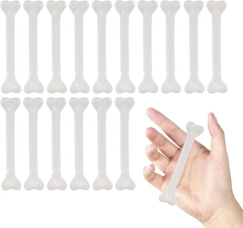 MAGICLULU Mini huesos de esqueleto de plástico, pequeño hueso realista para decoraciones de fiesta de Halloween, mini dijes de esqueleto blanco para