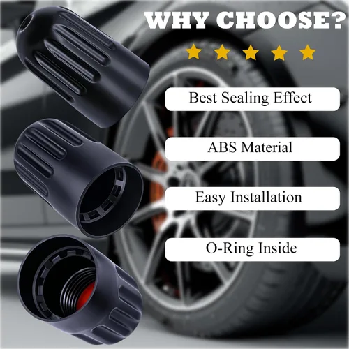 Miniatura 7 de 30 piezas de tapas de vástago de válvula de neumático TPMS, tapas de vástago de válvula de rueda de plástico negro para TR20008 TPMS, tapas