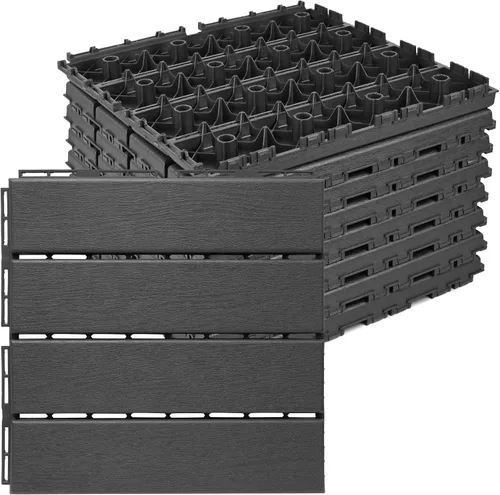 Miniatura 25 de ToLanbbt Cojín modular entrelazado 8P de 11.8 x 11.8 pulgadas, agujeros de drenaje de goma entrelazados antideslizantes para cubierta, ducha