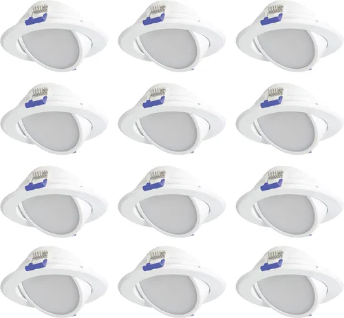 Nadair, Luces LED empotrables ultra delgadas de 4 pulgadas, paquete de 12, clasificación IC, regulable, 9 W = 50 W, 550 lúmenes, 3000 K (blanco