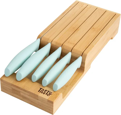Juego de cuchillos de cocina Tasty para cajón, cubiertos y organizador de cocina que ahorran espacio, incluye cuchillo de chef, para pan, Santoku,