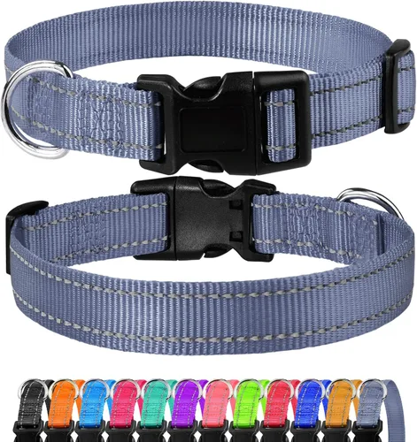 Miniatura 10 de FunTags Collar reflectante para perros, collares de nailon resistentes para perros pequeños machos y hembras, collar ajustable para perros