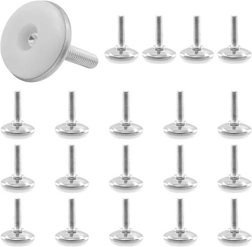 20 niveladores de muebles de rosca M6, pies niveladores de mesa M6, patas niveladoras ajustables atornillables para muebles, nivelación deslizante
