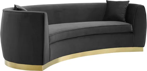 Miniatura 2 de Modway EEI-3408-BLK Resolute - Sofá de terciopelo curvado, color negro