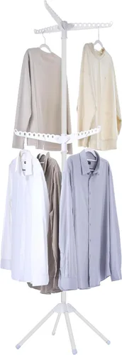 Miniatura 20 de CASAMAYA CDR001B01 - Tendedero plegable de 59 pulgadas para interiores con riel giratorio para ropa para 27 piezas de ropa, ahorro de espacio, acero