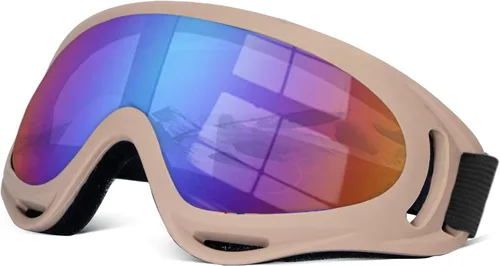 Gafas de motocross ATV con resistencia al impacto, diadema ajustable para esquí, nieve y motocross Caqui